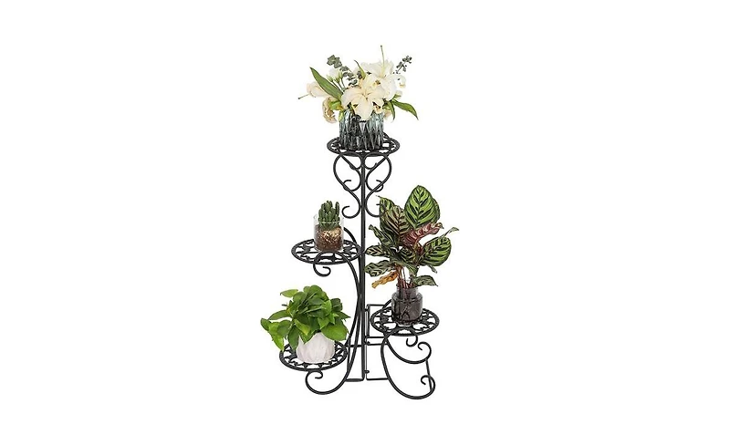 Slickblue 4 Potted Rounded Flower Metal Shelves Plant Pot Stand