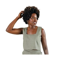 Poplinen Women's Malai Linen Crop Top