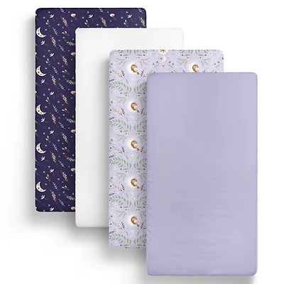 The Peanutshell Lunar Love Microfiber 4 Pack Crib Sheets