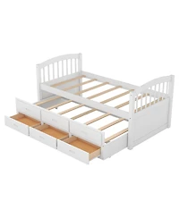 Streamdale Twin Over Twin Wood Bunk Bed With Trundle And Drawers