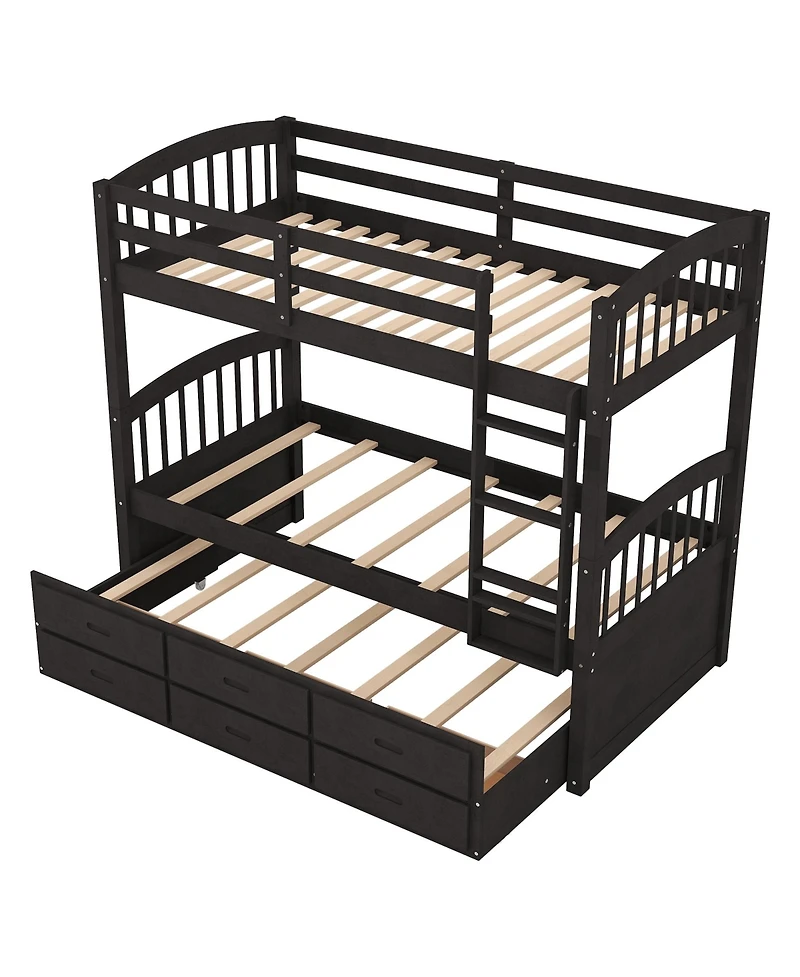 Streamdale Twin Over Wood Bunk Bed With Trundle And Drawers