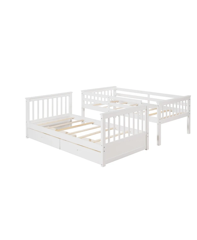 Streamdale Twin-Over-Twin Bunk Bed With Ladders And Two Storage Drawers
