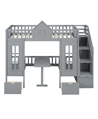 Streamdale Twin-Over-Twin Bunk Bed with Convertible Desk and Changer
