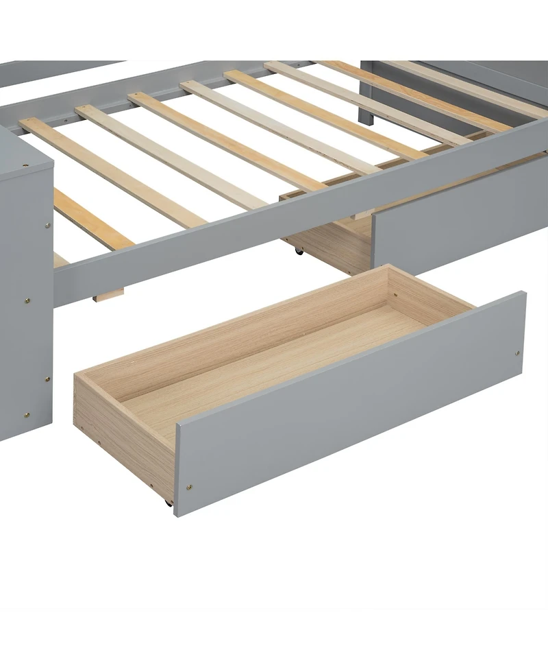 Streamdale Twin Daybed with Shelves and Drawers, White