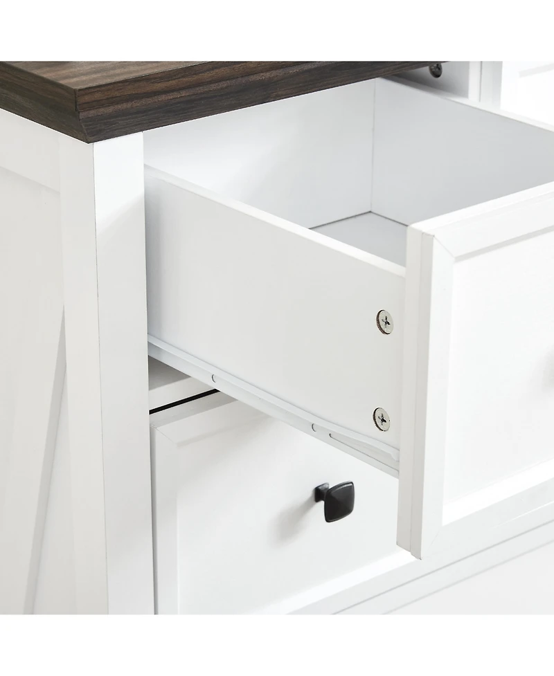 Streamdale Furniture Elegant Wood Grain Tabletop with Modern Metal Handles and Anti-Tipping Protection