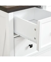 Streamdale Furniture Elegant Wood Grain Tabletop with Modern Metal Handles and Anti-Tipping Protection