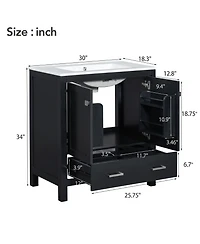 Streamdale 30" Black Bathroom Vanity with Single Sink for Elegant Storage