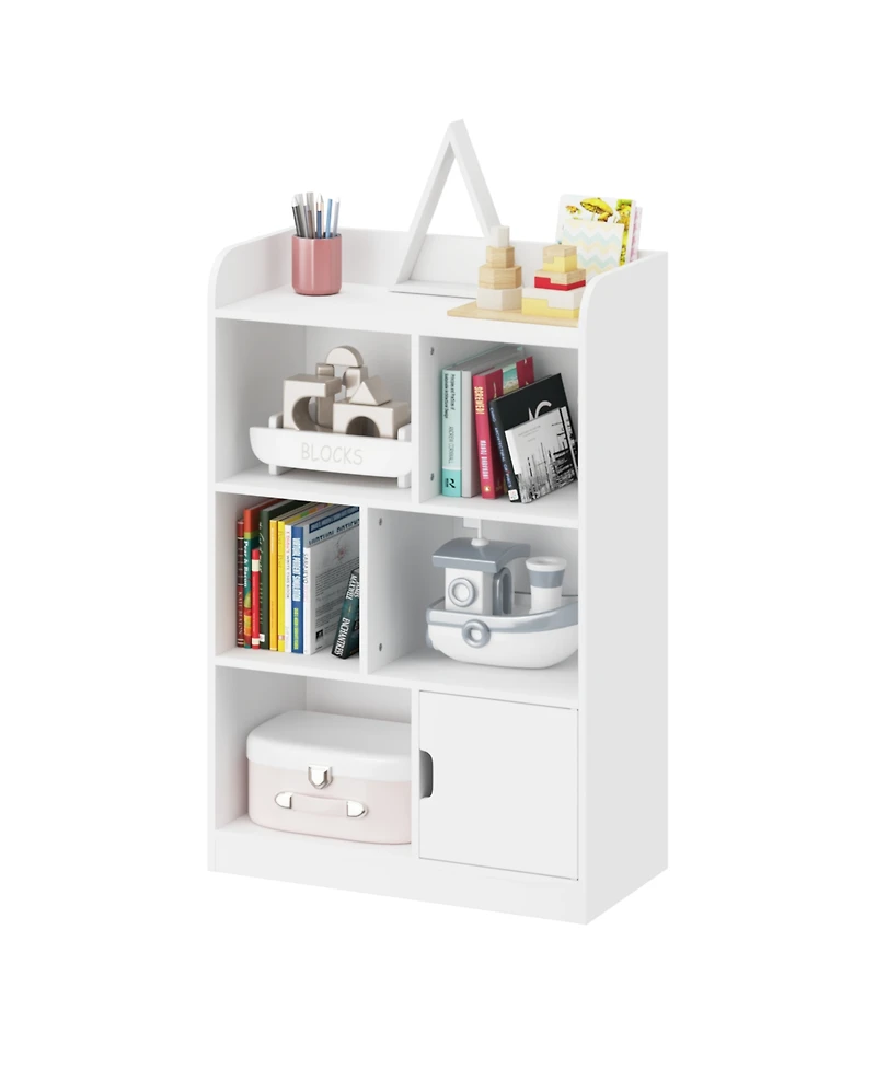 White Mdf Kids Bookcase with Display Names and Anti-Tip Device