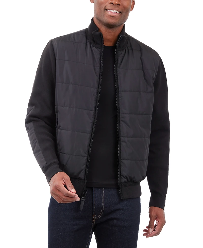 Michael Kors Men's Mixed-Media Knit-Sleeve Puffer Jacket