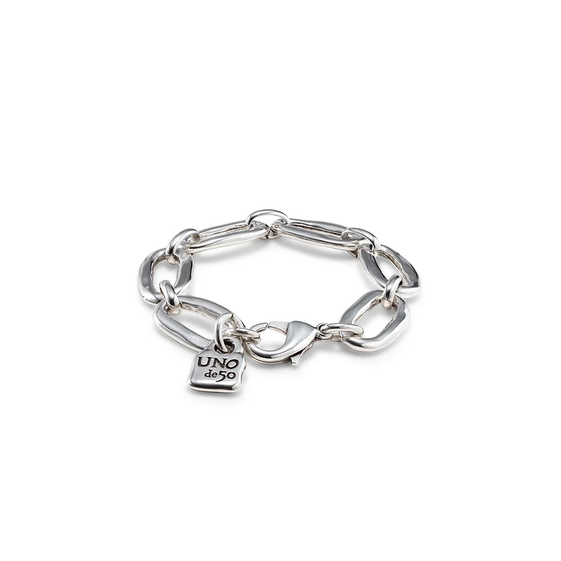 UNOde50 Sterling Silver and 18k Gold Plated Oval Links Bracelet