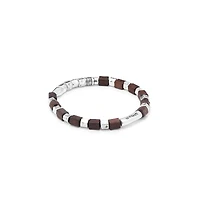UNOde50 Sterling Silver Olive Wood Beads Bracelet