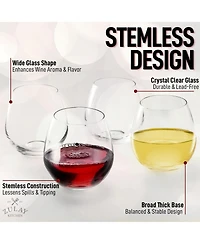 Zulay Kitchen 4 Piece Stemless Wine Glasses Set
