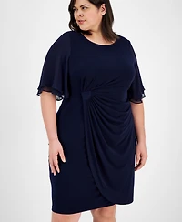 Connected Plus Size Draped Flutter-Sleeve Sheath Dress