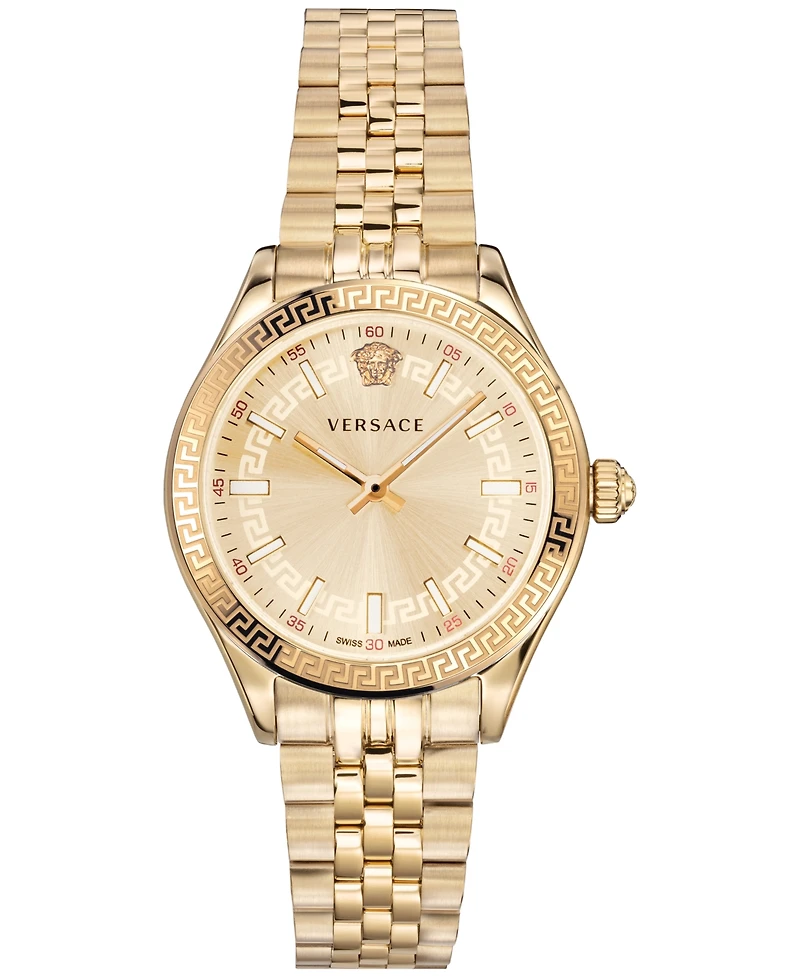 Versace Women's Swiss Hellenyium Gold Ion Plated Bracelet Watch 36mm