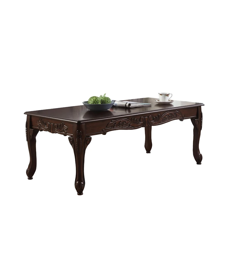 Streamdale Ornate Detailing Dark Cherry Finish Wood Coffee Table