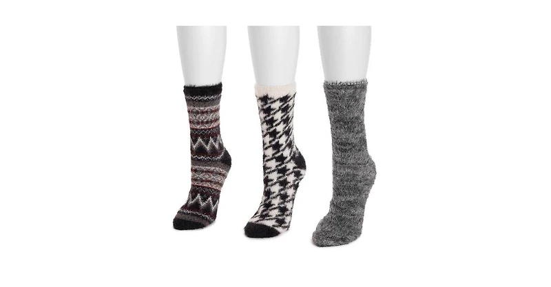 Muk Luks Women's Set of 3 Fuzzy Yarn Socks