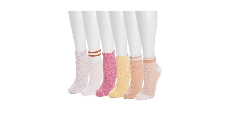 Muk Luks Women's Set of 6 Dream Step Mini Crew Socks