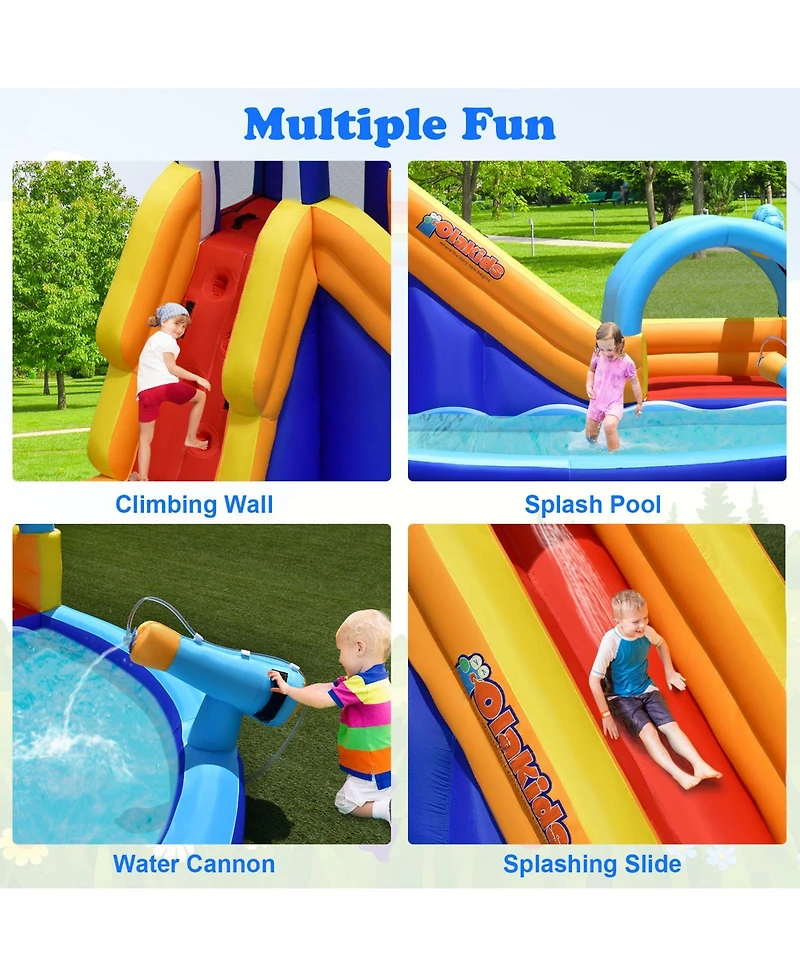 Gouun Inflatable Bouncy House with Slide and Splash Pool without Blower