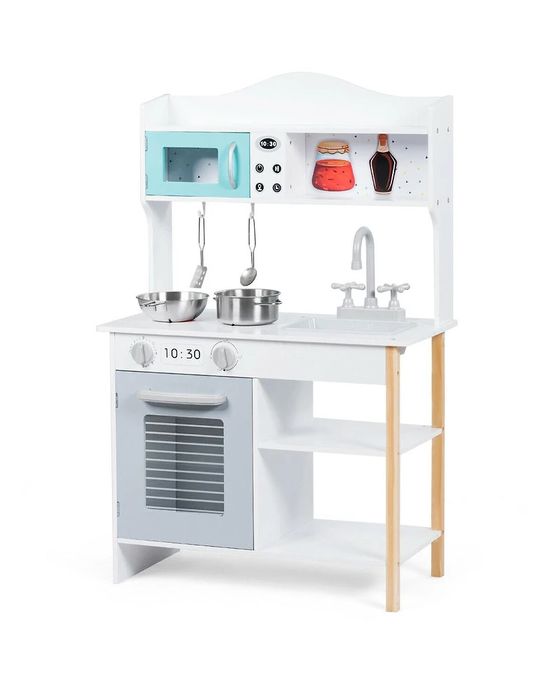 Kids Pretend Kitchen Playset with Cookware and Food Accessories