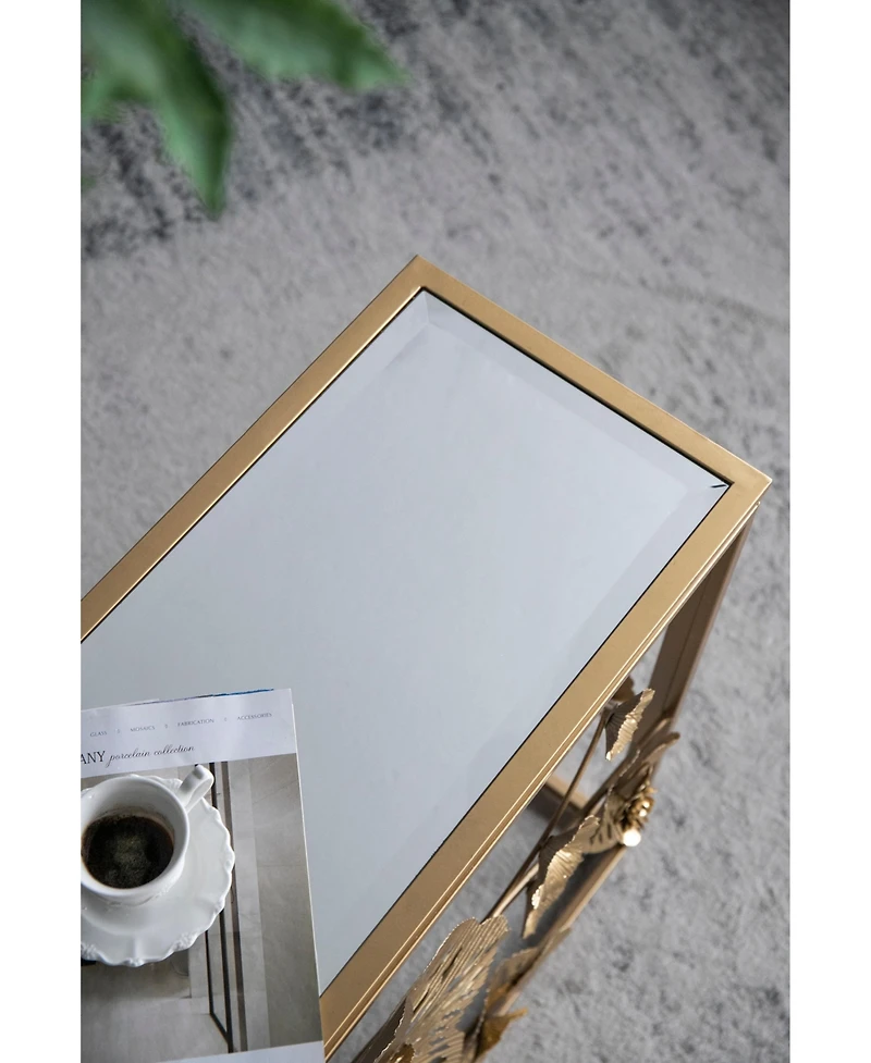 Streamdale Gold Console Table with Mirrored Glass Top, Modern Entryway Table