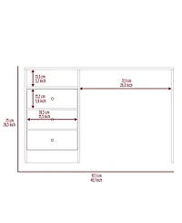 Nemocon 3 Drawer Computer Desk With 1-Open Storage Shelf, Light Gray
