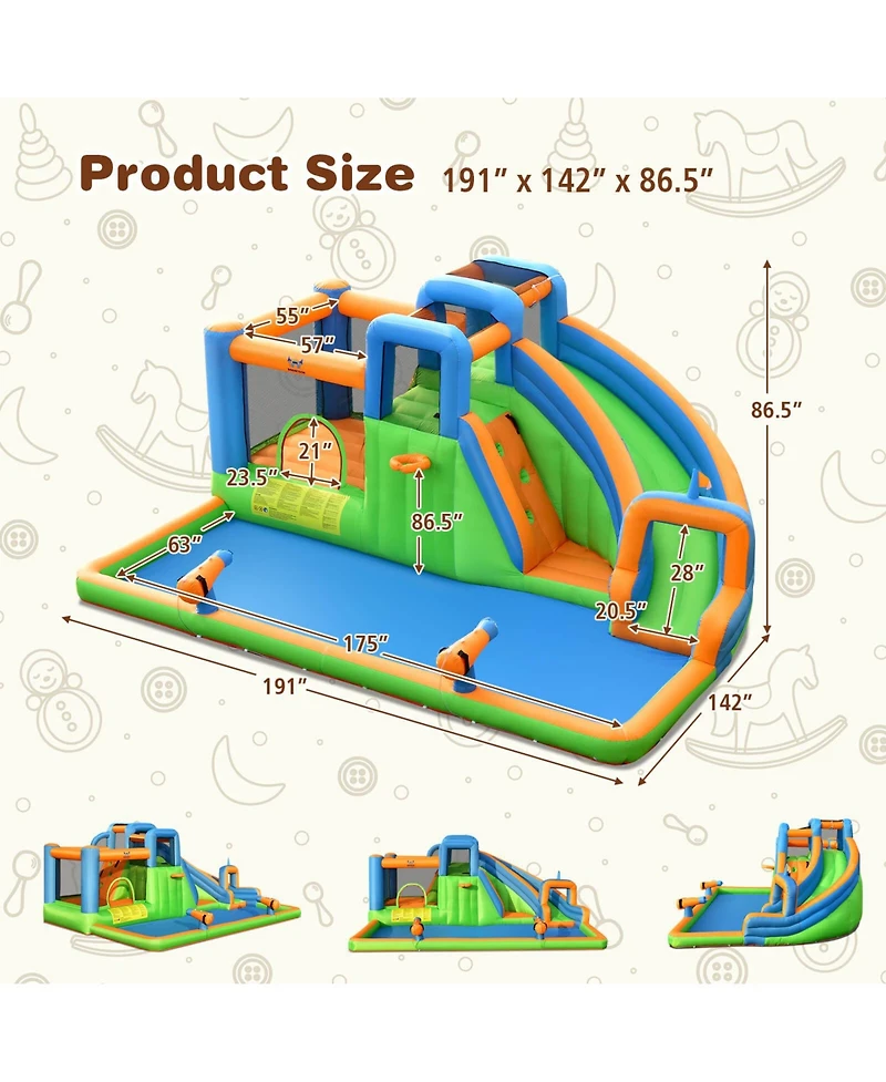 Gouun Inflatable Water Slide with Dual Climbing Walls and Blower Excluded