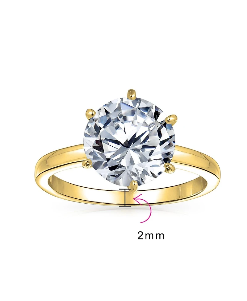 Bling Jewelry Classic Timeless Cubic Zirconia 3CT Cz 6 Prong Setting Round Solitaire Promise Ring Thin Band Sterling Silver