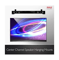 Pyle Universal Wall Mount Sound Bar Speaker Brackets, Adjustable Center Channel Hanging Mounts