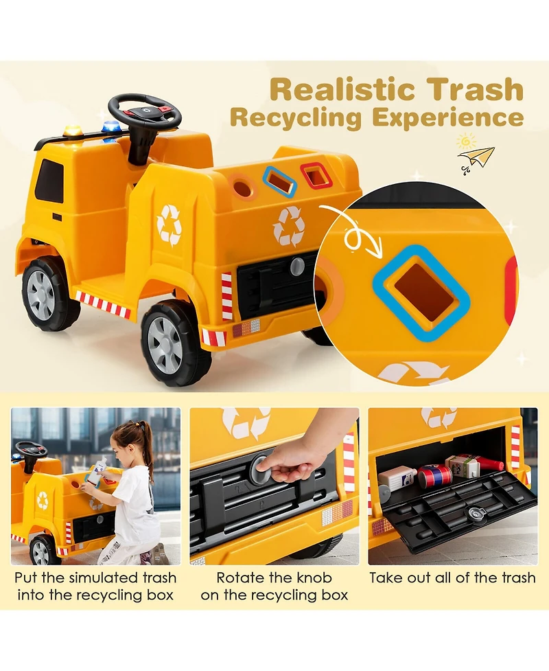 12V Recycling Garbage Truck Electric Ride On Toy Remote w/Recycling Accessories
