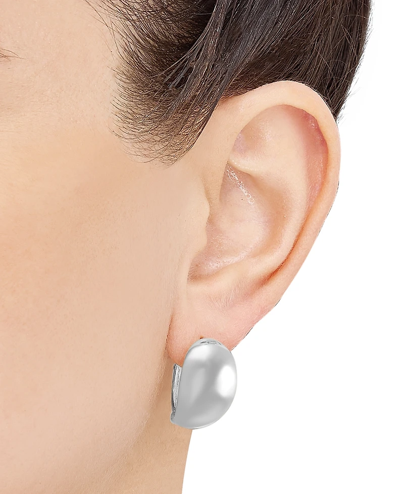Small Polished Graduated Huggie Hoop Earrings in Sterling Silver, 7/8"