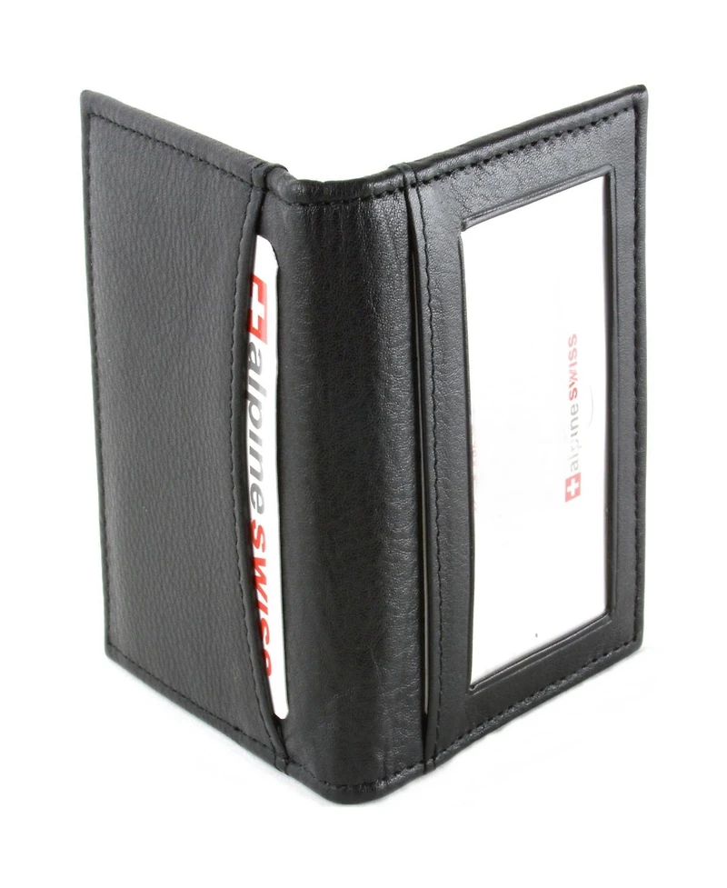 Alpine Swiss Thin Front Pocket Wallet Business Card Case 2 Id Window 6 Card Slot
