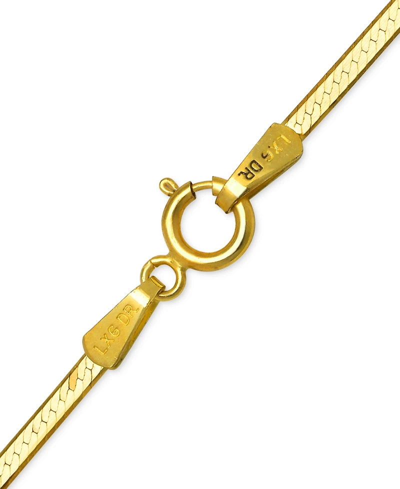 18" Flat Herringbone Chain Necklace (1-1/4mm) in 14k Gold