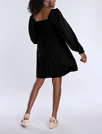 Motherhood Maternity Smocked Babydoll Long Sleeve Mini Dress
