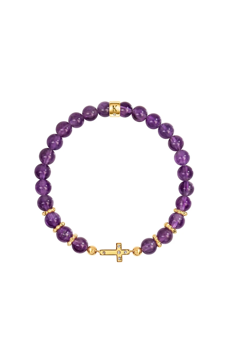 Leap of Intuition - Amethyst Cross Charm Bracelet