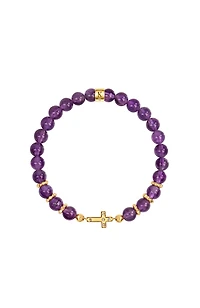 Leap of Intuition - Amethyst Cross Charm Bracelet