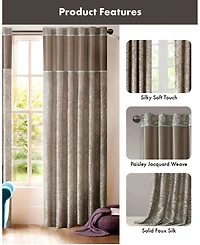 Madison Park Aubrey Jacquard Room Darkening Curtains, Faux Silk Paisley for Bedroom and Living Room, inch length 2 panels set
