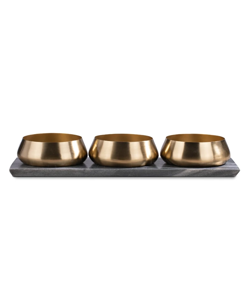 Thirstystone Uptown Condiment Bowls with Marble Board, Set of 3
