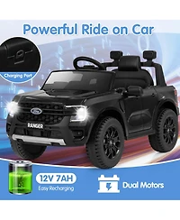 Costway 12V Licensed Ford Ranger Kids Ride on Car with Remote Control Storage Basket