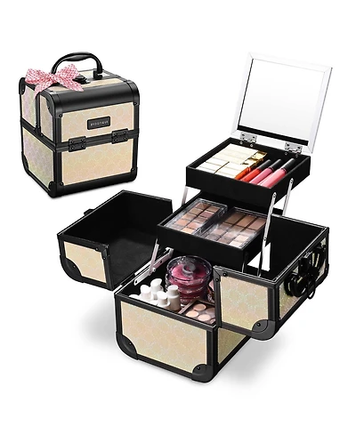 Byootique Makeup Train Case Cosmetic Organizer w/ Mirror Artist Grace ForgetMeNot