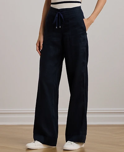Lauren Ralph Petite 100% Linen Wide-Leg Pants