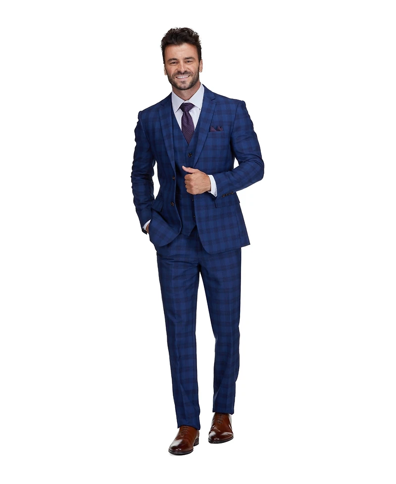 Gino Vitale Men's 3-Piece Slim Fit Check Suit