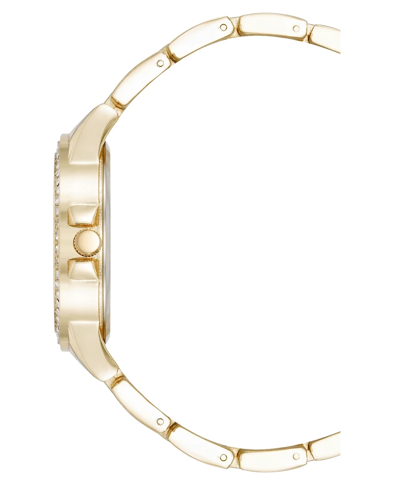 Steve Madden Women's Signature Pink Enamel and Gold-Tone Alloy Metal Bracelet Watch, 36mm