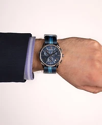Balmain Men's Swiss Chronograph Madrigal Dark Striped Nato Strap Watch 42mm