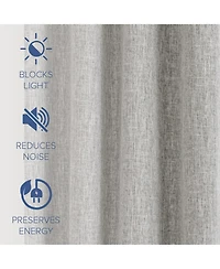 Linen Texture Blackout Grommet Curtains Pair(2 Panels