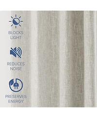Linen Texture Blackout Grommet Curtains Pair(2 Panels