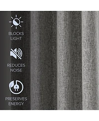 Linen Texture Blackout Grommet Curtains Pair(2 Panels