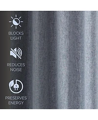 Linen Texture Blackout Grommet Curtains Pair(2 Panels