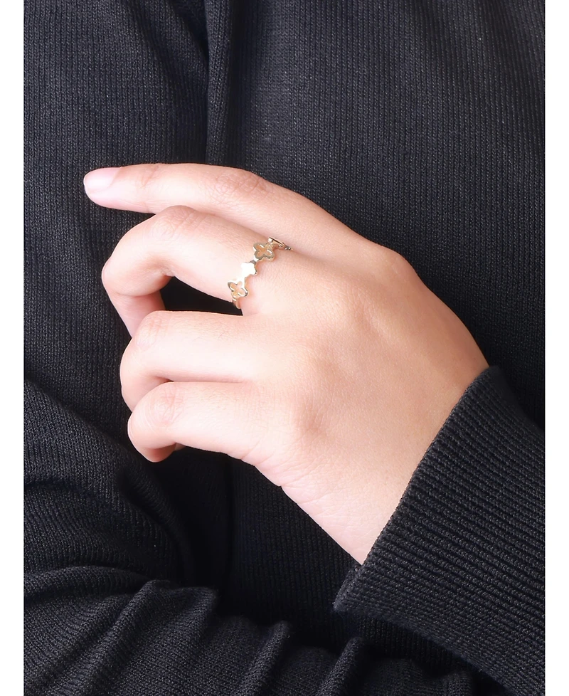 Devata Clover Ring in 14K Gold, Size 6