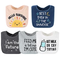 The Peanutshell Baby Boys Terry Bibs Boys, 20 Pack for Feeding, Teething, or Drooling, Hello Sunshine/Dino