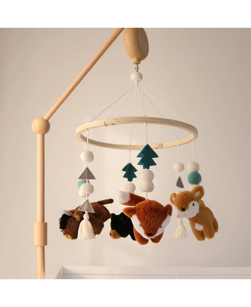 The Peanutshell Western Woods Baby Musical Wooden Crib Mobile